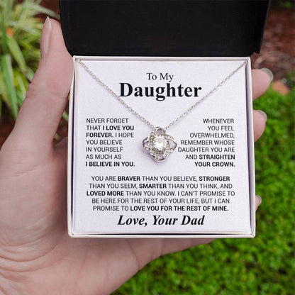 To My Daughter - Love Dad - Beautiful Gift Set - Love Knot Necklace -DLK023