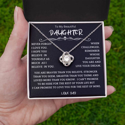To My Daughter - Love Dad - Beautiful Gift Set - Love Knot Necklace -DLK019