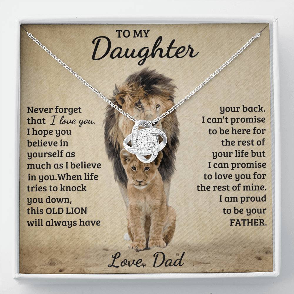 To My Daughter - Love Dad - Beautiful Gift Set - Love Knot Necklace -DLK018