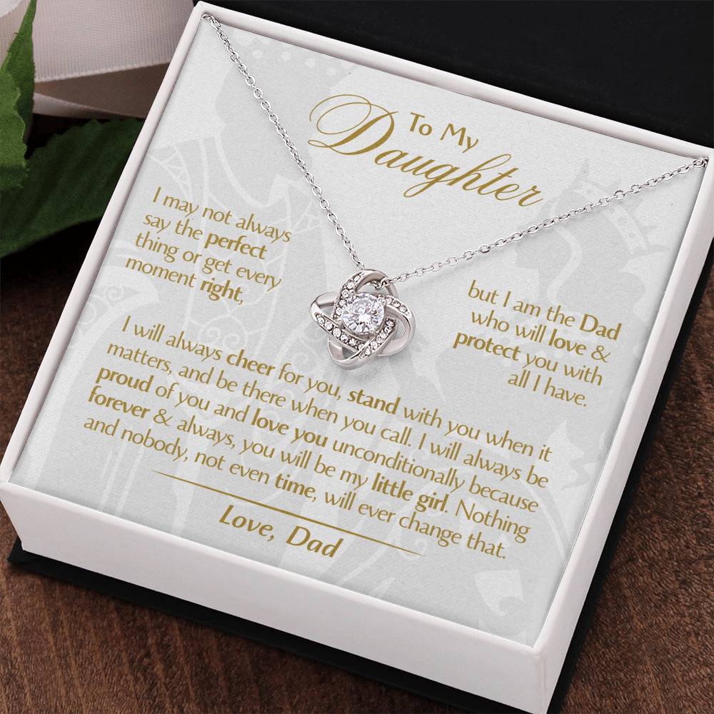 To My Daughter - Love Dad - Beautiful Gift Set - Love Knot Necklace -DLK006