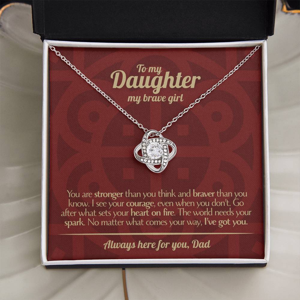 To My Daughter - Love Dad - Beautiful Gift Set - Love Knot Necklace -DLK003