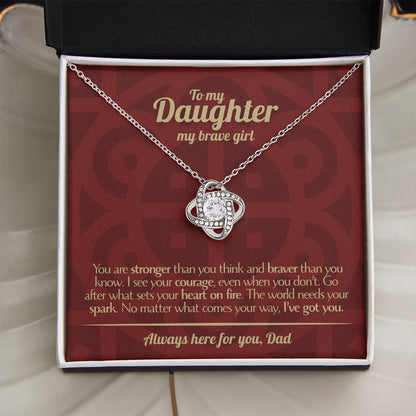 To My Daughter - Love Dad - Beautiful Gift Set - Love Knot Necklace -DLK003