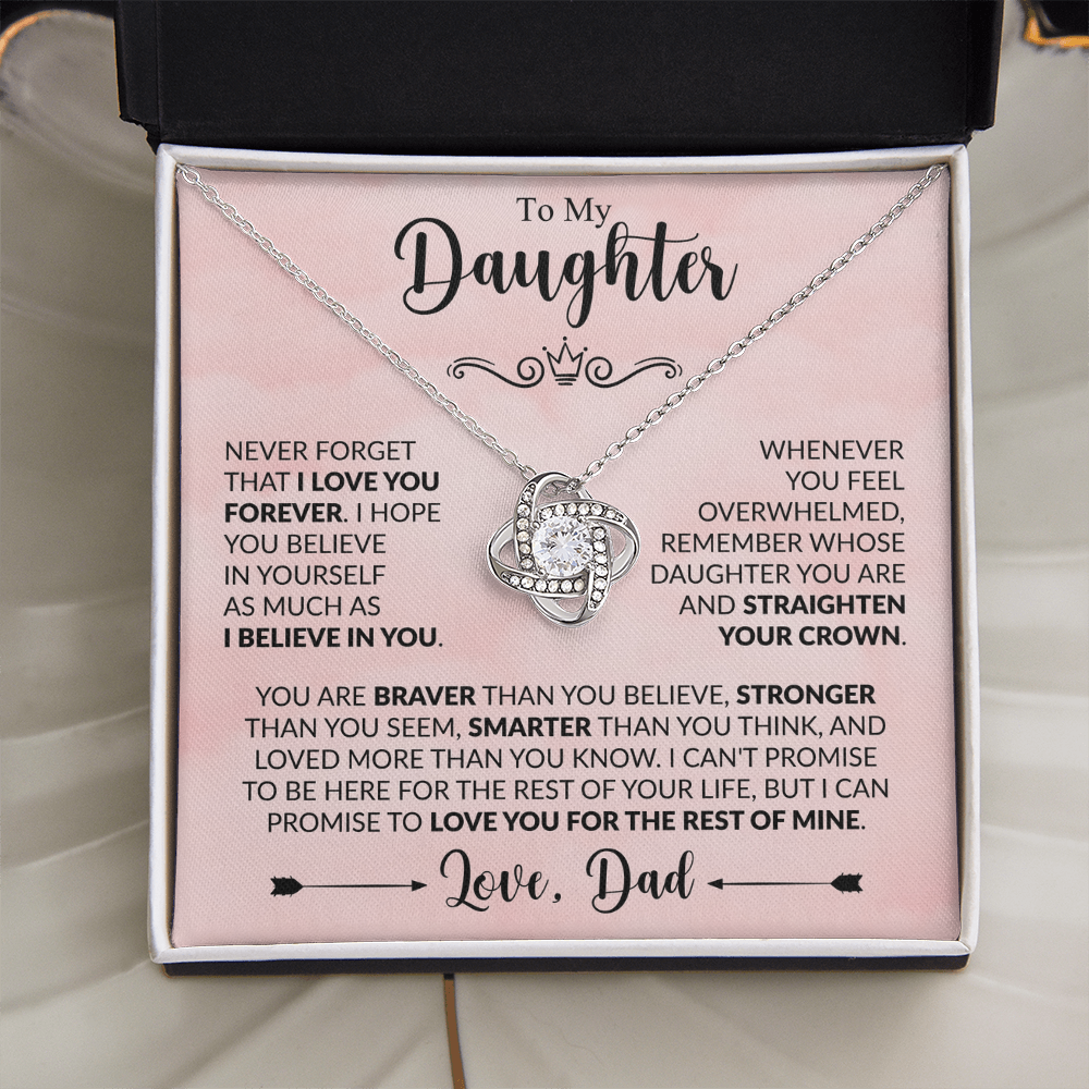 To My Daughter - Love Dad - Beautiful Gift Set - Love Knot Necklace -DLK021