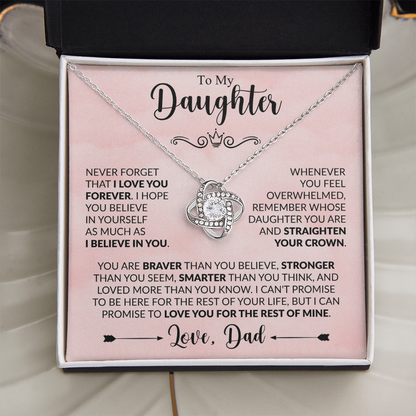 To My Daughter - Love Dad - Beautiful Gift Set - Love Knot Necklace -DLK021