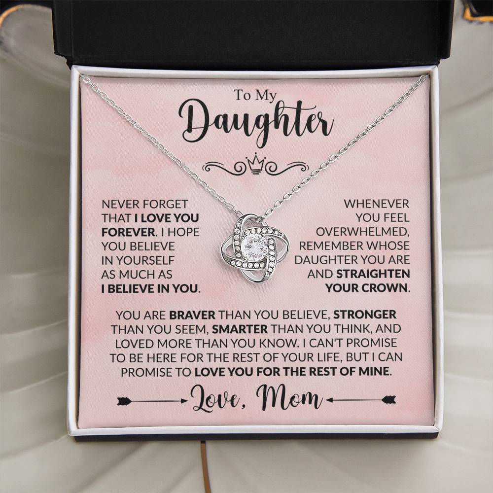 To My Daughter - Love Mom - Beautiful Gift Set - Love Knot Necklace -DLK022
