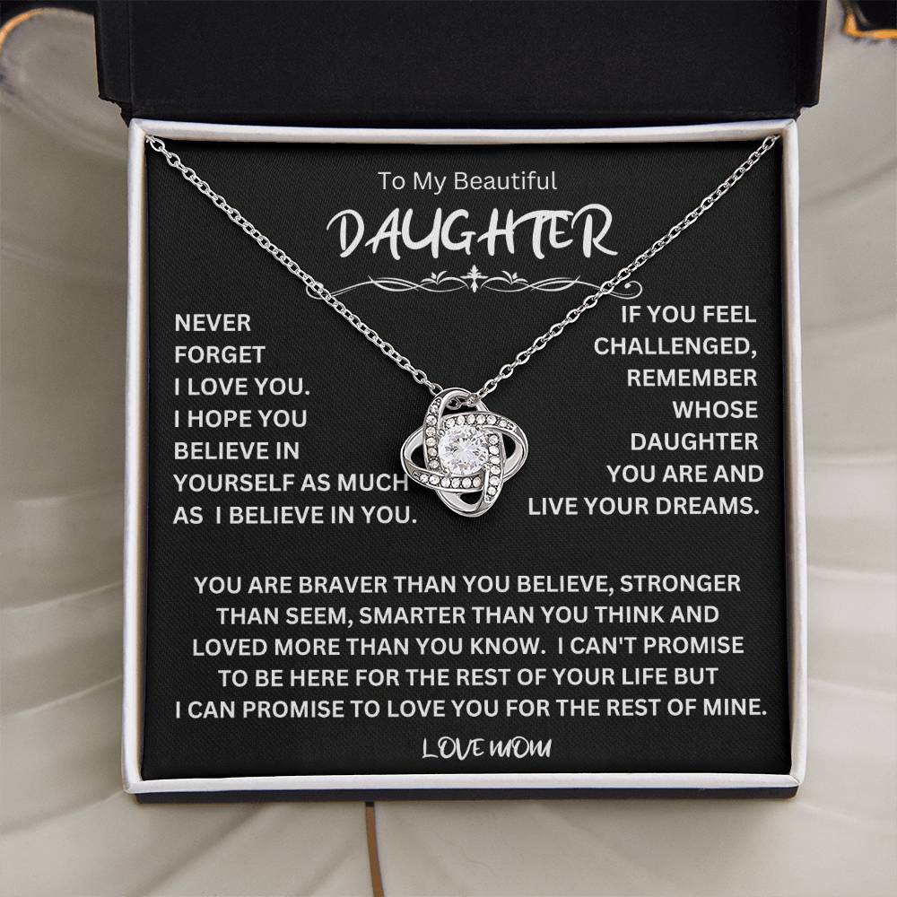 To My Daughter - Love Dad - Beautiful Gift Set - Love Knot Necklace -DLK014