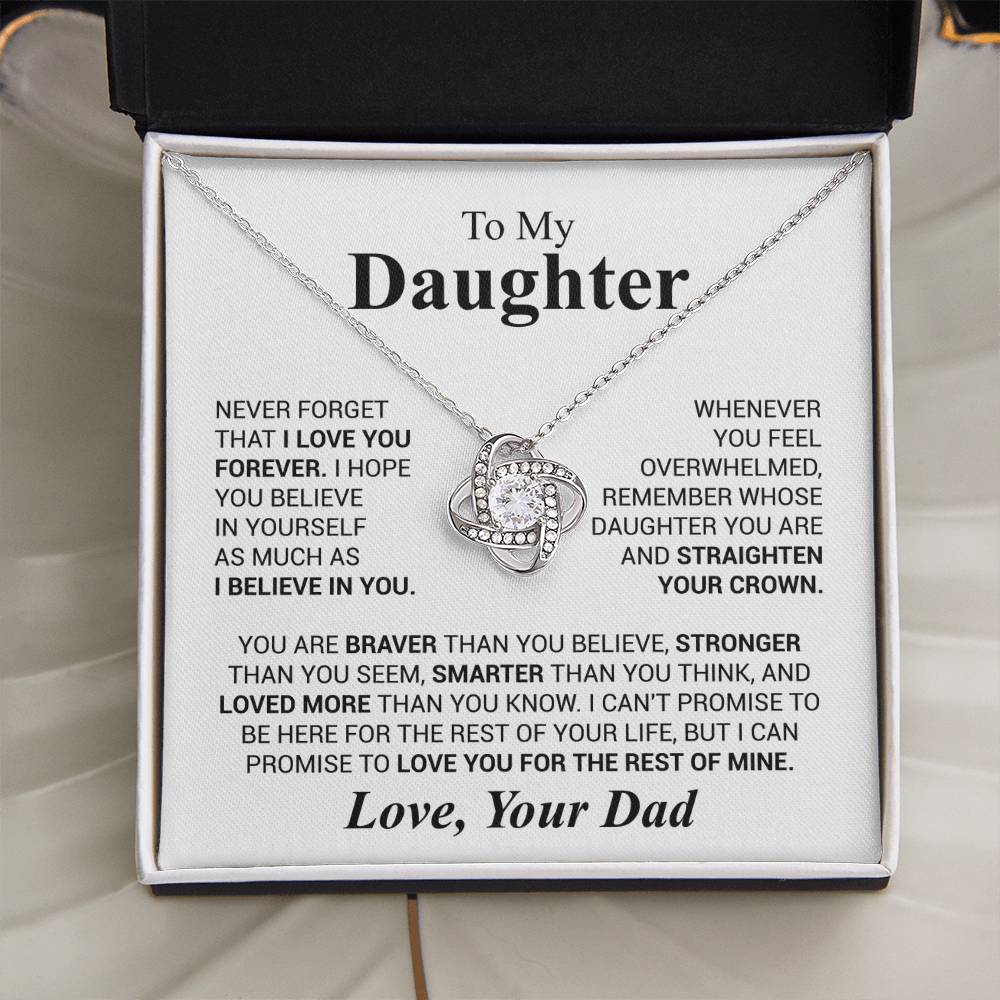 To My Daughter - Love Dad - Beautiful Gift Set - Love Knot Necklace -DLK023