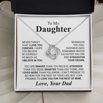 To My Daughter - Love Dad - Beautiful Gift Set - Love Knot Necklace -DLK023