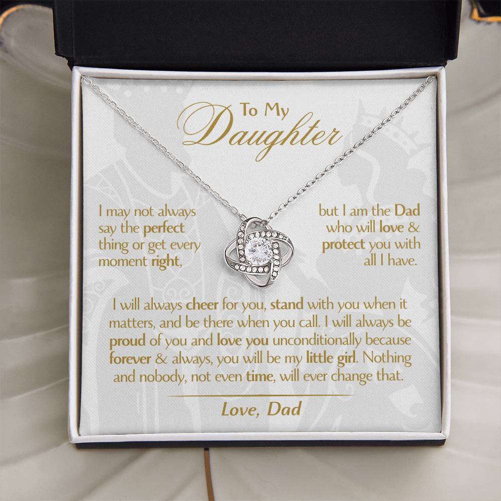 To My Daughter - Love Dad - Beautiful Gift Set - Love Knot Necklace -DLK006