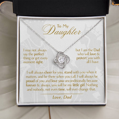 To My Daughter - Love Dad - Beautiful Gift Set - Love Knot Necklace -DLK006