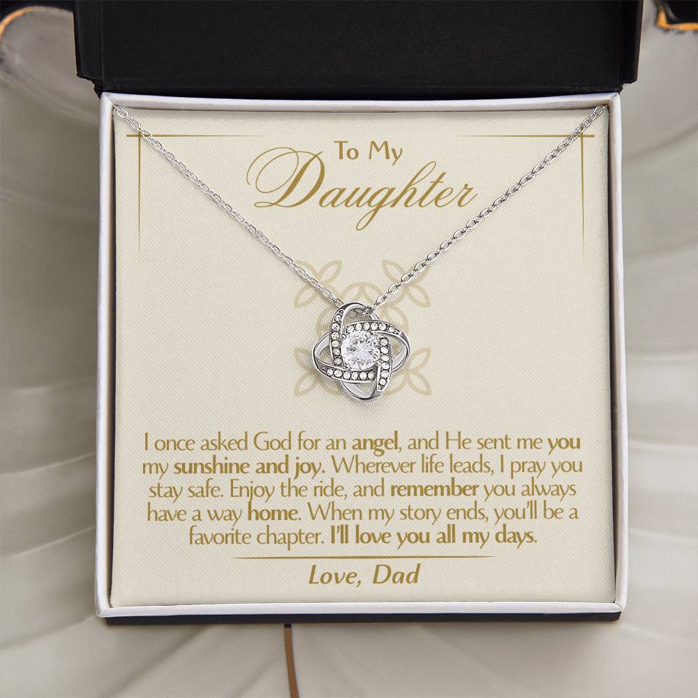 To My Daughter - Love Dad - Beautiful Gift Set - Love Knot Necklace -DLK016