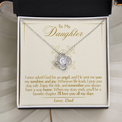 To My Daughter - Love Dad - Beautiful Gift Set - Love Knot Necklace -DLK016