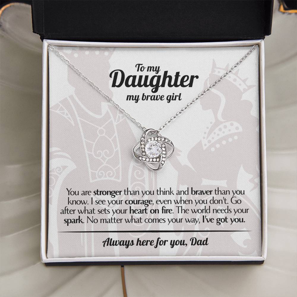 To My Daughter - Love Dad - Beautiful Gift Set - Love Knot Necklace -DLK017