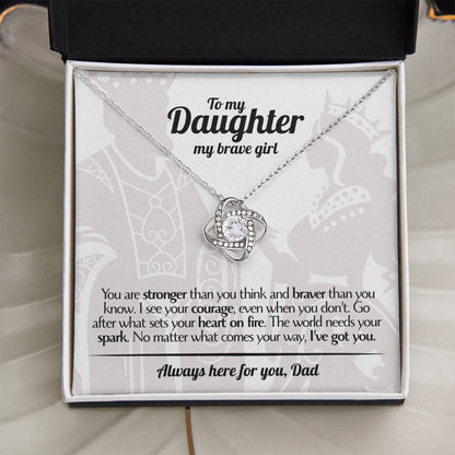 To My Daughter - Love Dad - Beautiful Gift Set - Love Knot Necklace -DLK017