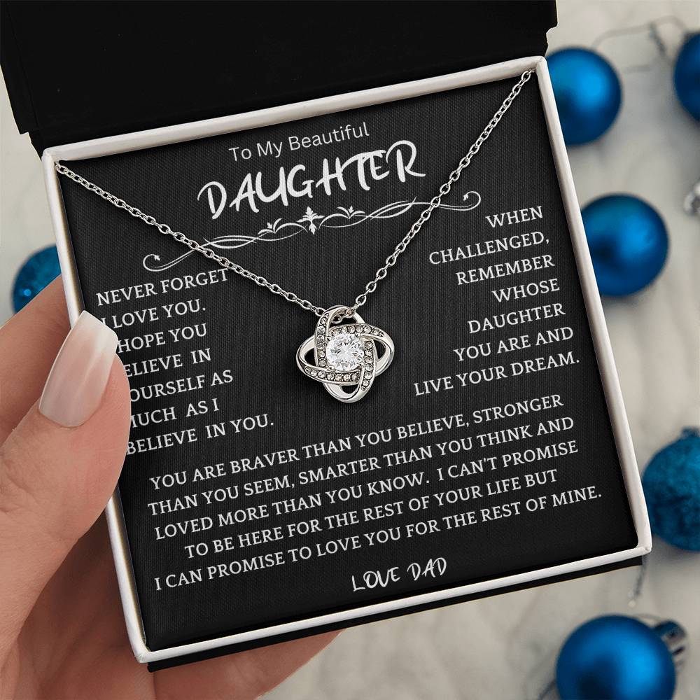 To My Daughter - Love Dad - Beautiful Gift Set - Love Knot Necklace -DLK019