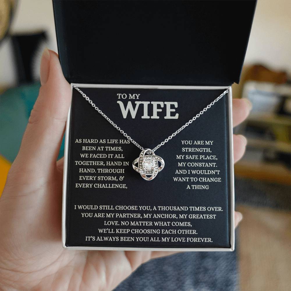 To My Wife - Beautiful Gift Set - Love Knot Necklace - WLKL007