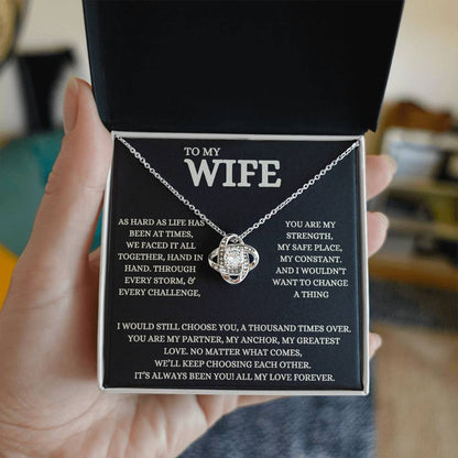 To My Wife - Beautiful Gift Set - Love Knot Necklace - WLKL007