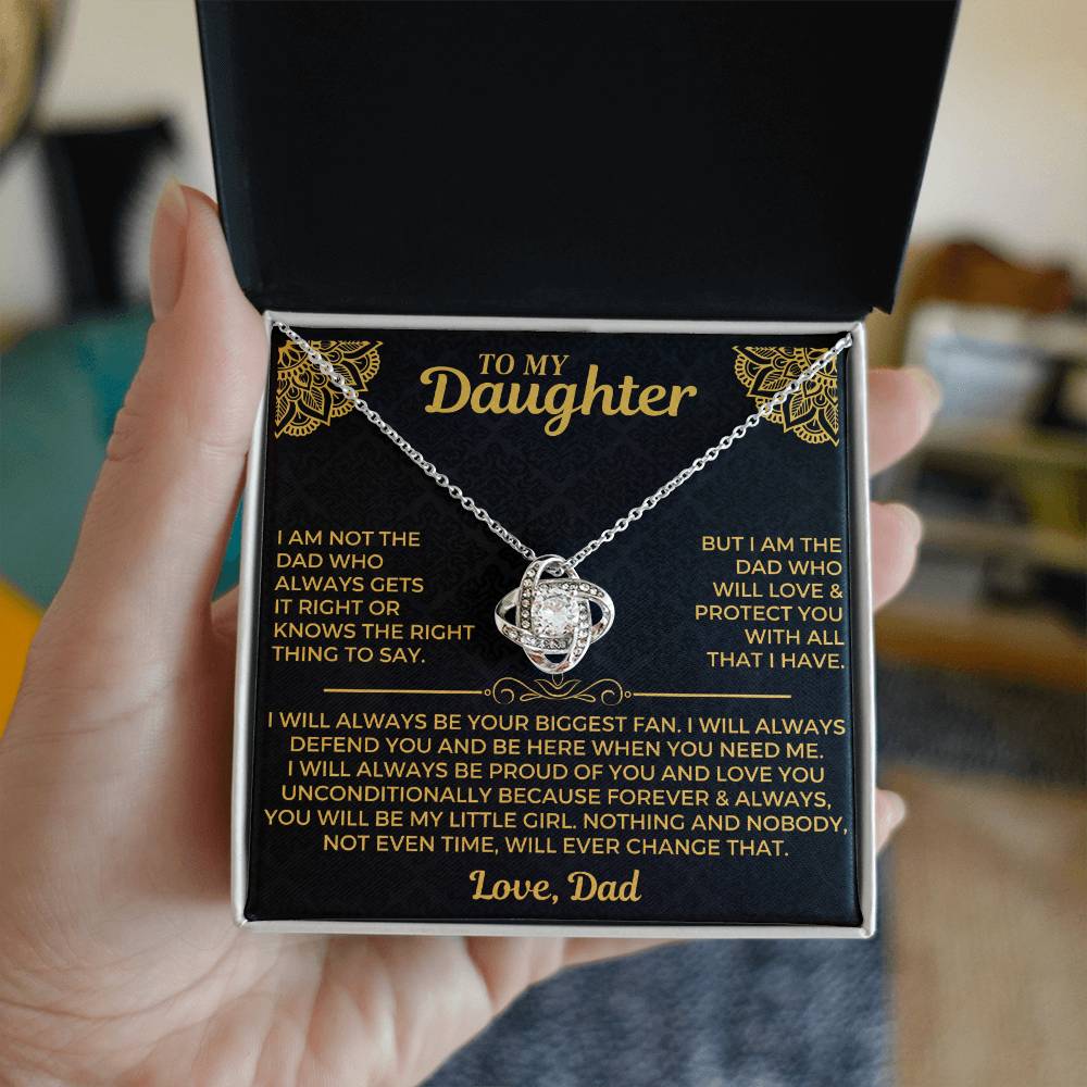 To My Daughter - Love Dad - Beautiful Gift Set - Love Knot Necklace -DLK004