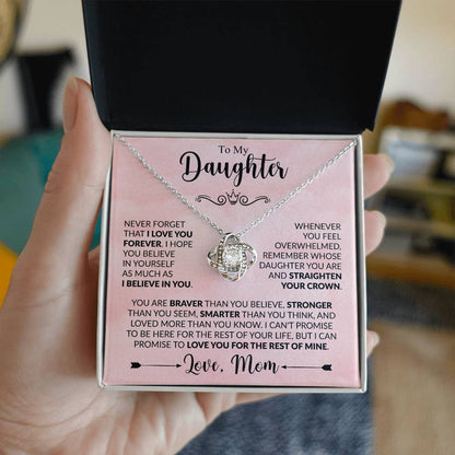 To My Daughter - Love Mom - Beautiful Gift Set - Love Knot Necklace -DLK022