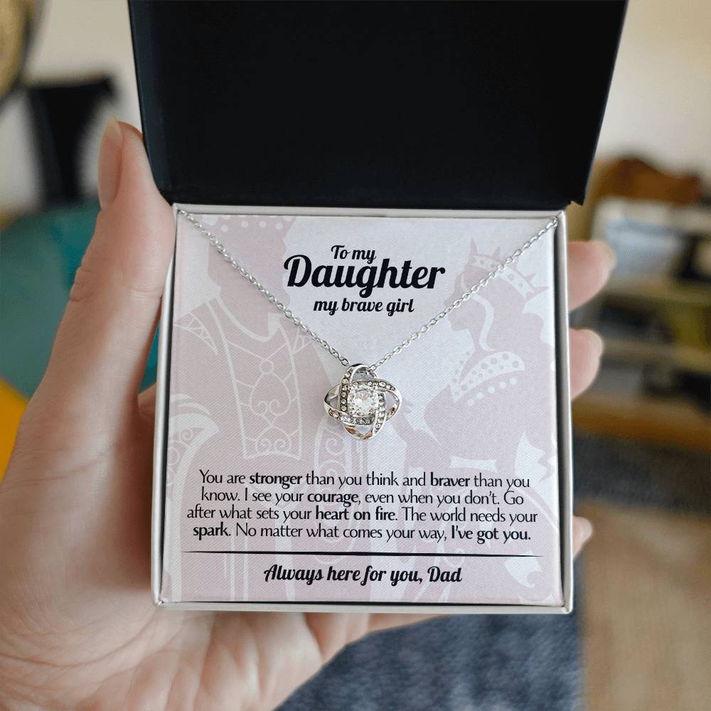 To My Daughter - Love Dad - Beautiful Gift Set - Love Knot Necklace -DLK017