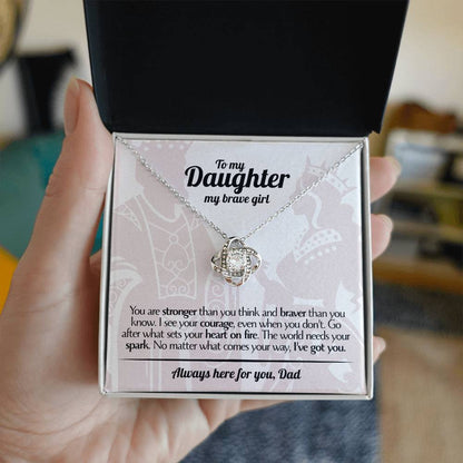 To My Daughter - Love Dad - Beautiful Gift Set - Love Knot Necklace -DLK017