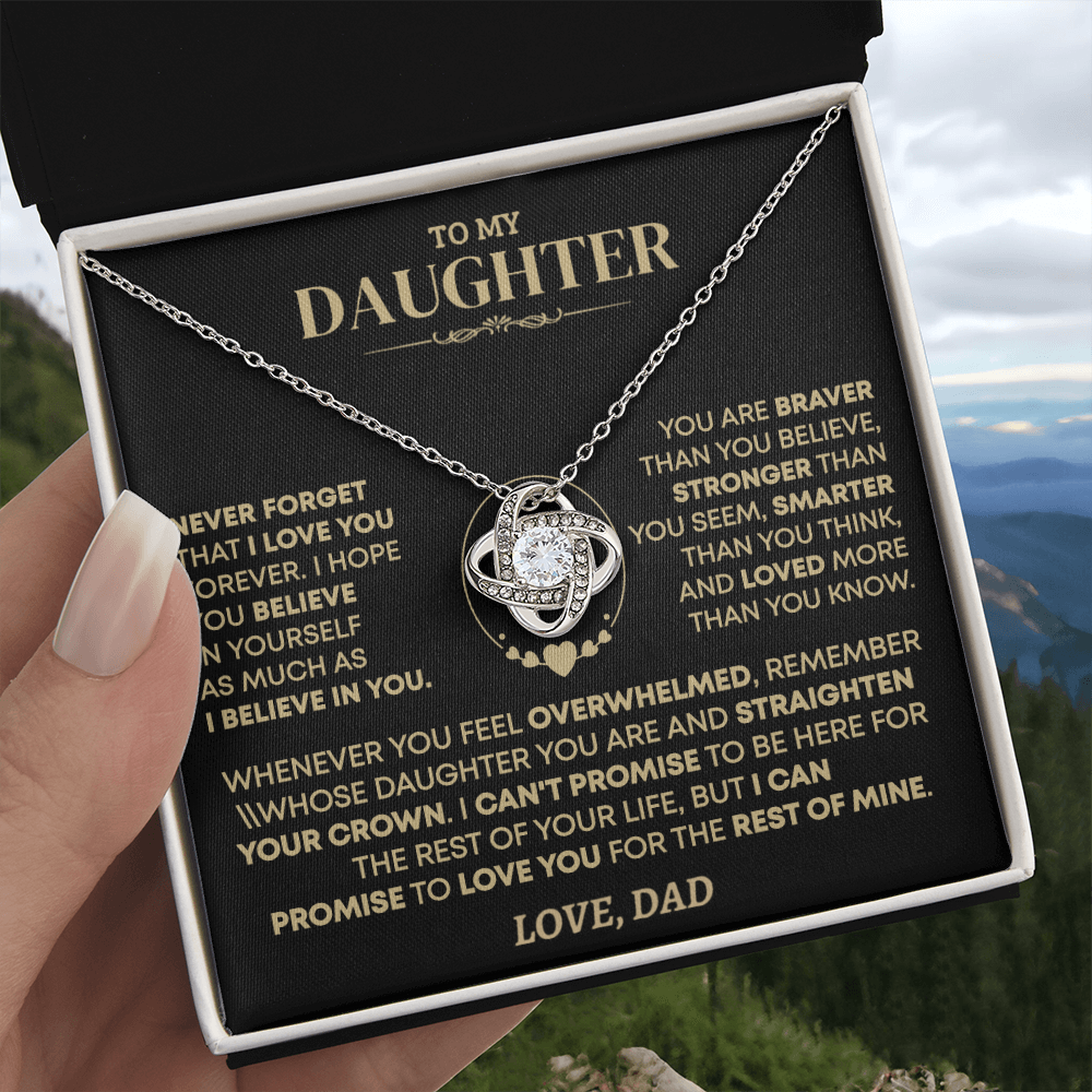 To My Daughter - Love Dad - Beautiful Gift Set - Love Knot Necklace -DLK001