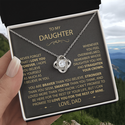 To My Daughter - Love Dad - Beautiful Gift Set - Love Knot Necklace -DLK002