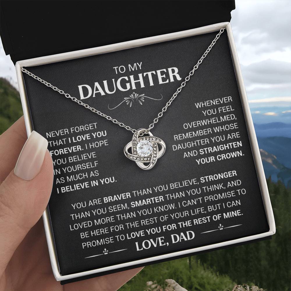To My Daughter - Love Dad - Beautiful Gift Set - Love Knot Necklace -DLK013