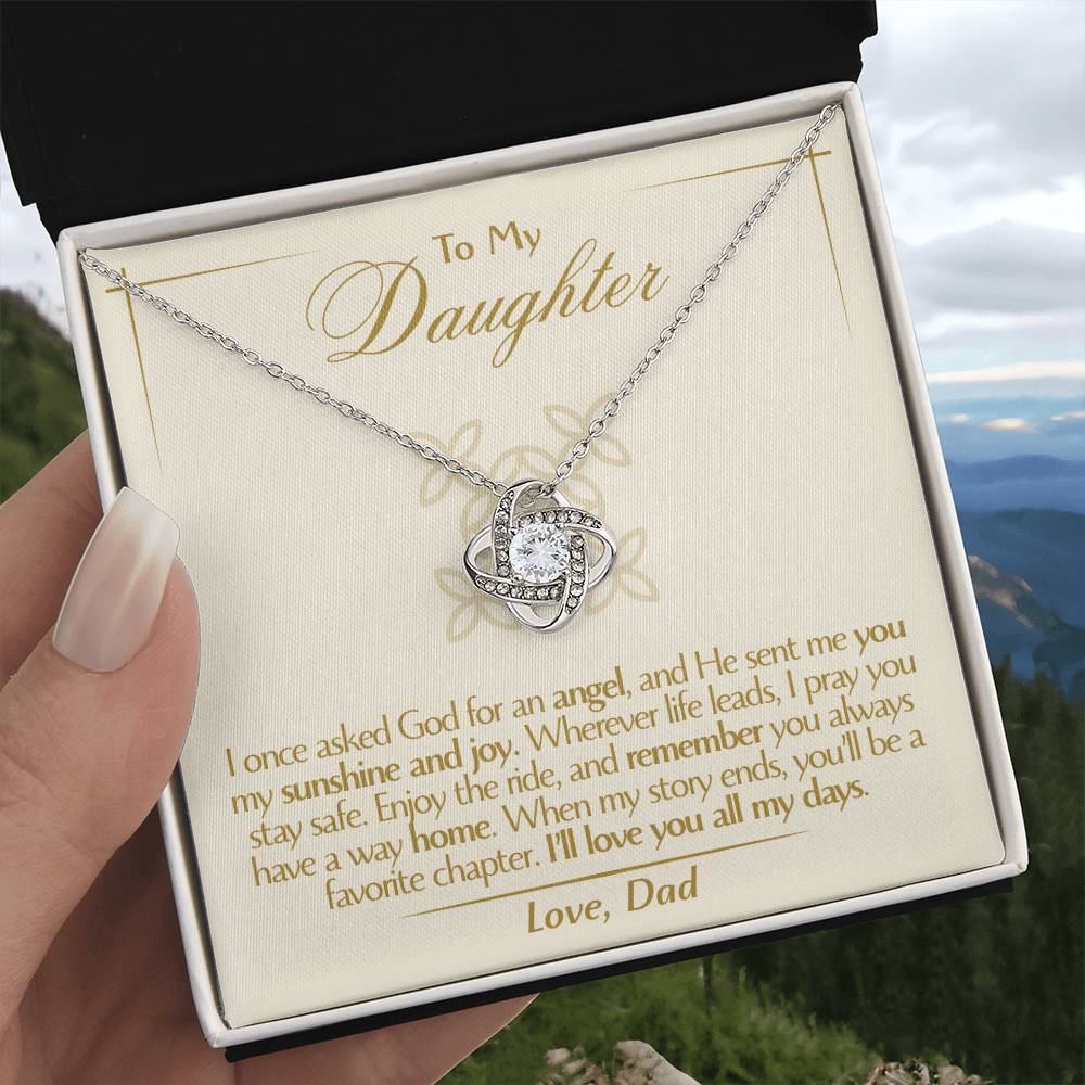 To My Daughter - Love Dad - Beautiful Gift Set - Love Knot Necklace -DLK016