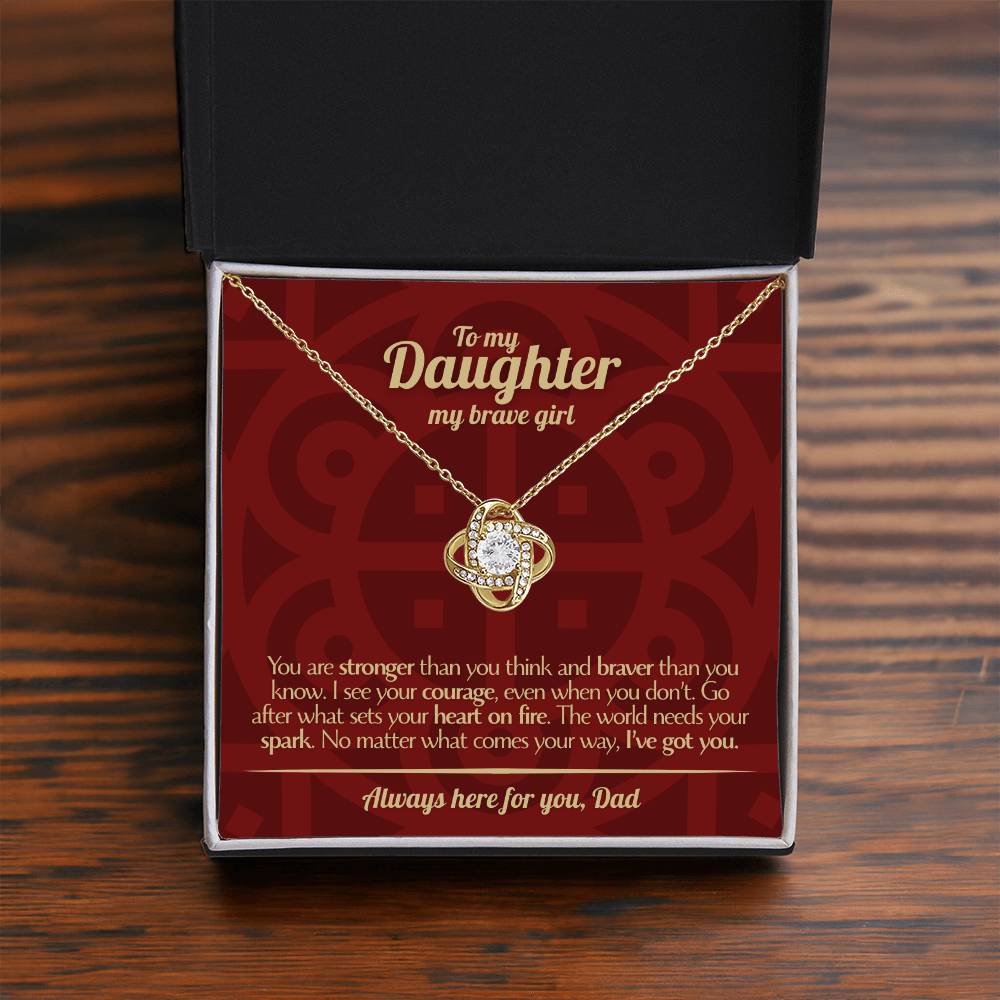 To My Daughter - Love Dad - Beautiful Gift Set - Love Knot Necklace -DLK003