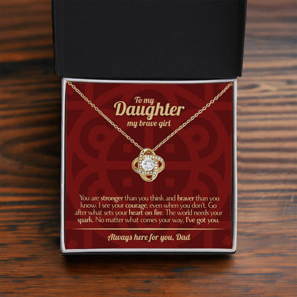 To My Daughter - Love Dad - Beautiful Gift Set - Love Knot Necklace -DLK003
