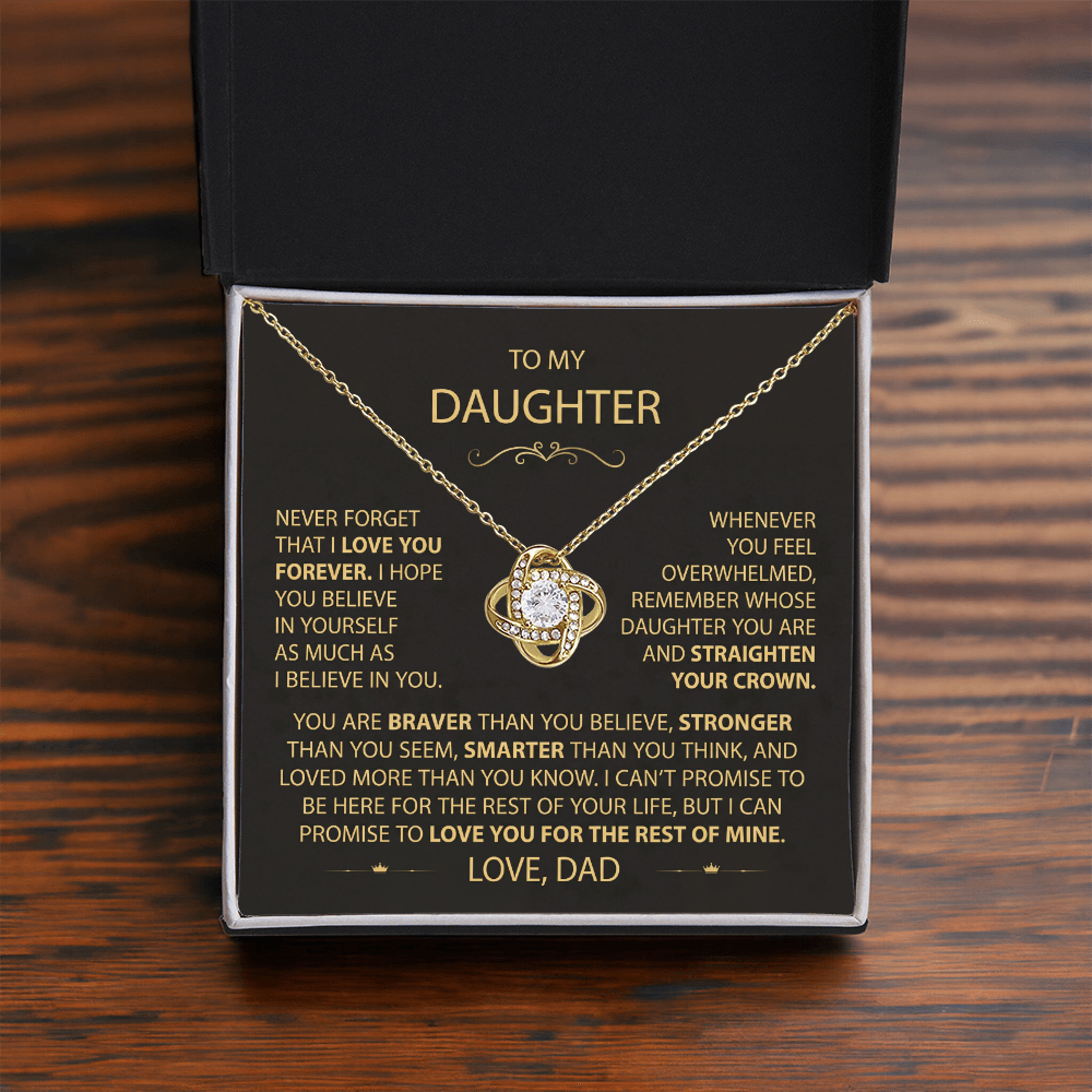 To My Daughter - Love Dad - Beautiful Gift Set - Love Knot Necklace -DLK002