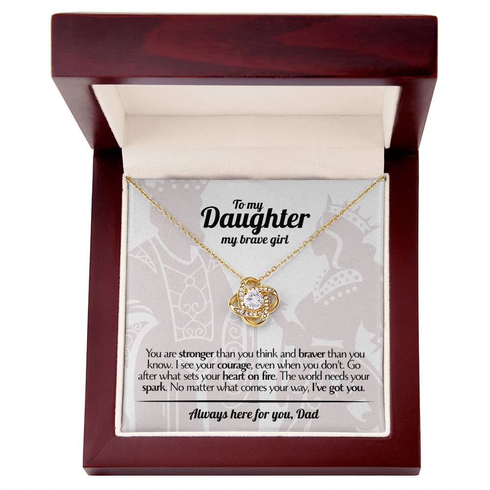 To My Daughter - Love Dad - Beautiful Gift Set - Love Knot Necklace -DLK017
