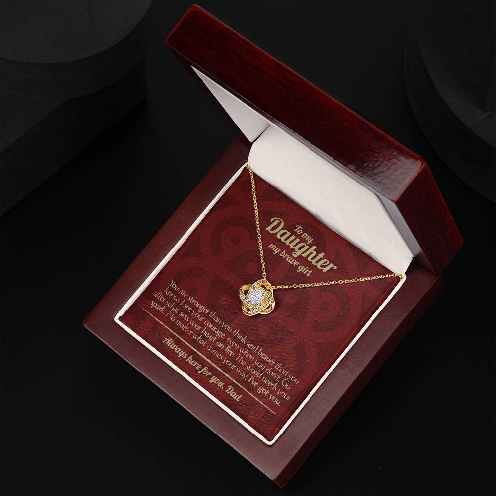 To My Daughter - Love Dad - Beautiful Gift Set - Love Knot Necklace -DLK003