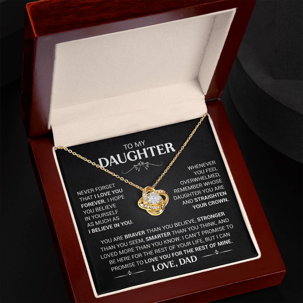 To My Daughter - Love Dad - Beautiful Gift Set - Love Knot Necklace -DLK008
