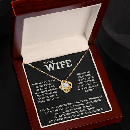 To My Wife - Beautiful Gift Set - Love Knot Necklace - WLKL007