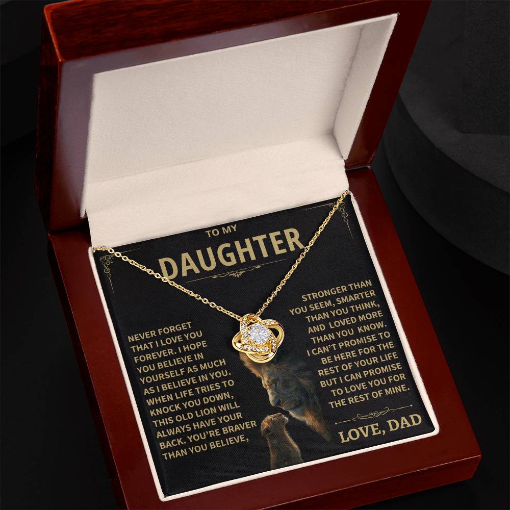 To My Daughter - Love Dad - Beautiful Gift Set - Love Knot Necklace -DLK009