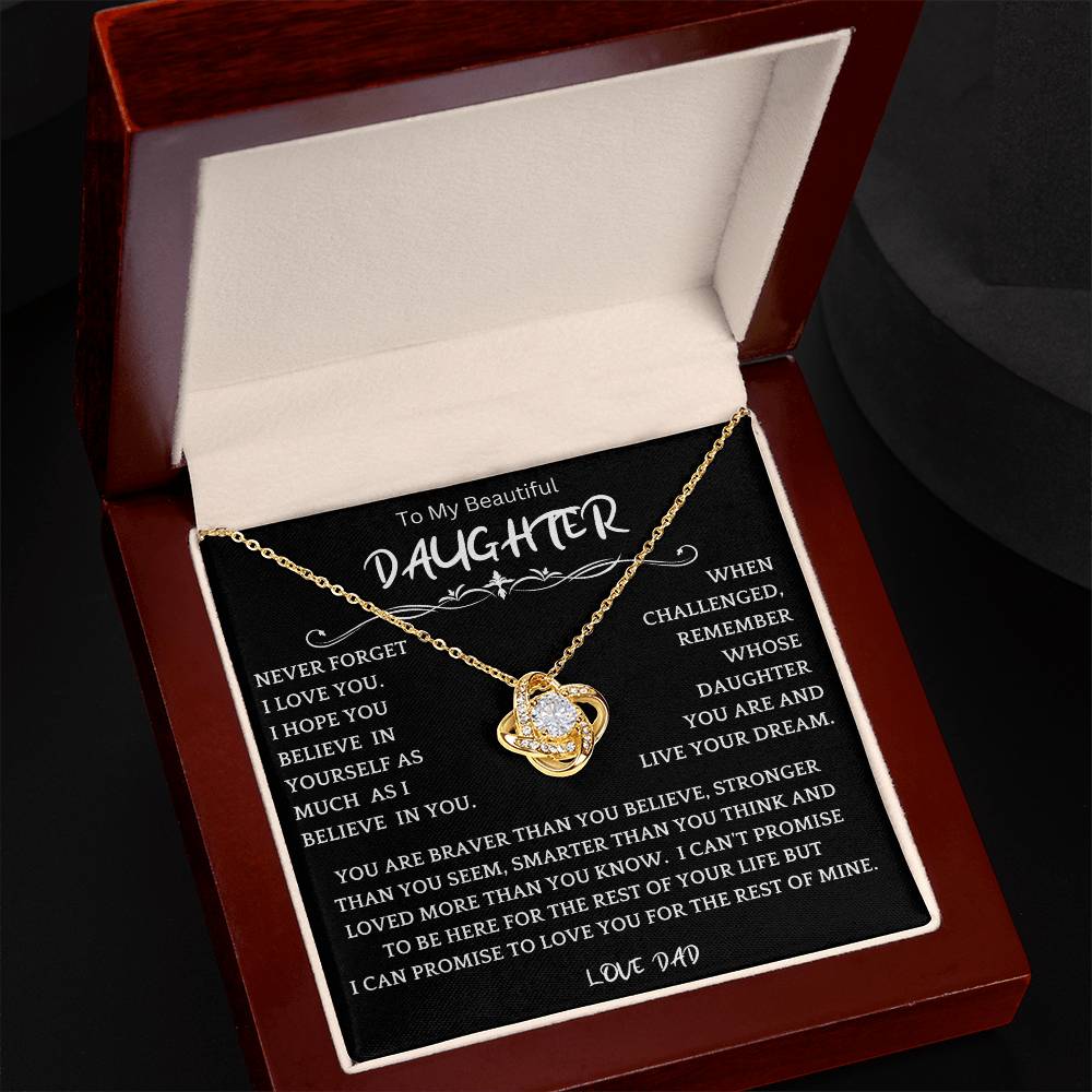 To My Daughter - Love Dad - Beautiful Gift Set - Love Knot Necklace -DLK019