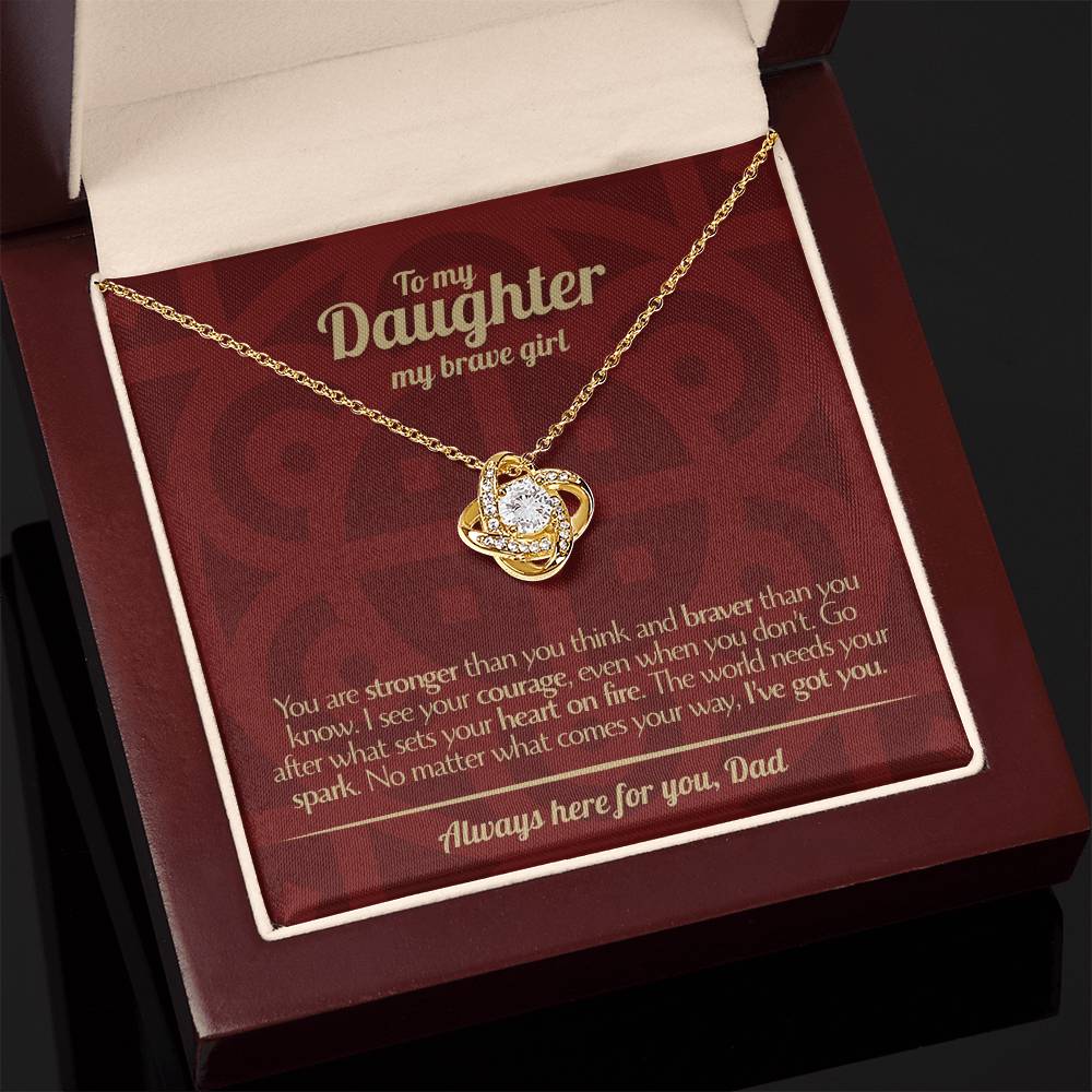 To My Daughter - Love Dad - Beautiful Gift Set - Love Knot Necklace -DLK003