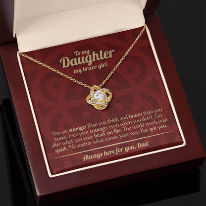 To My Daughter - Love Dad - Beautiful Gift Set - Love Knot Necklace -DLK003