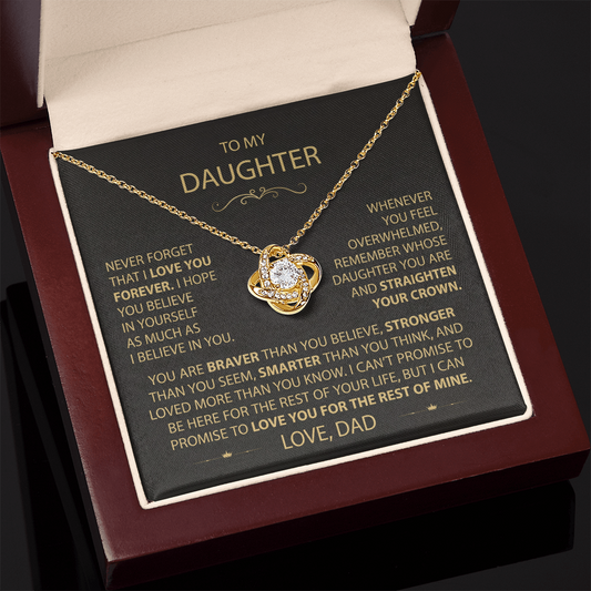 To My Daughter - Love Dad - Beautiful Gift Set - Love Knot Necklace -DLK002