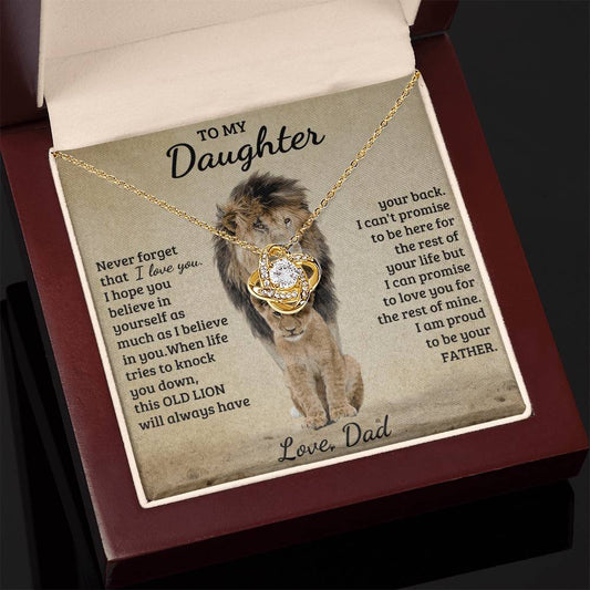 To My Daughter - Love Dad - Beautiful Gift Set - Love Knot Necklace -DLK018