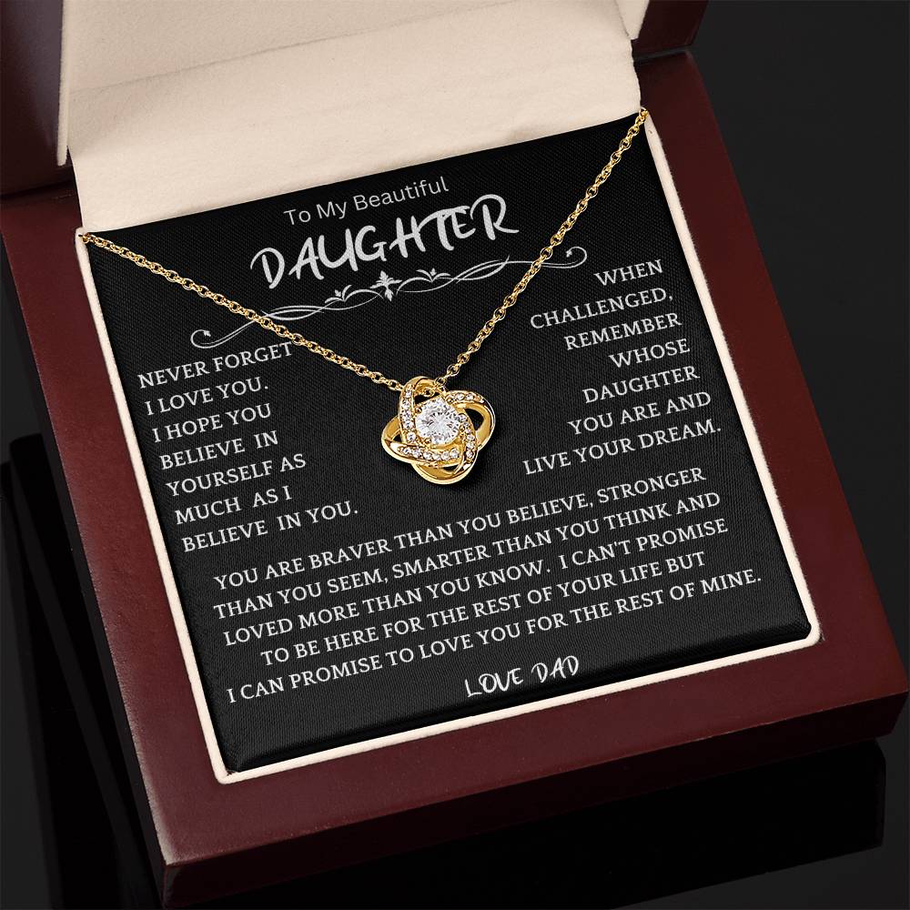 To My Daughter - Love Dad - Beautiful Gift Set - Love Knot Necklace -DLK019