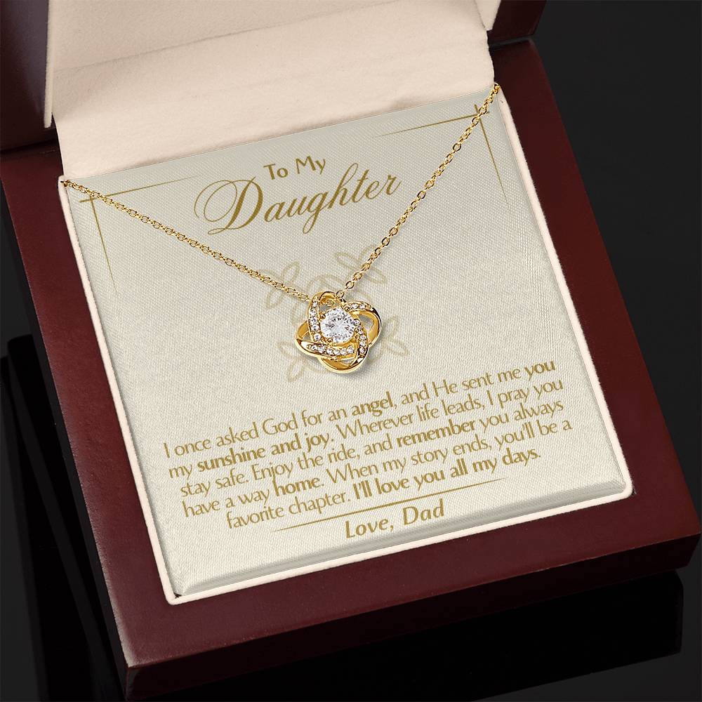 To My Daughter - Love Dad - Beautiful Gift Set - Love Knot Necklace -DLK016