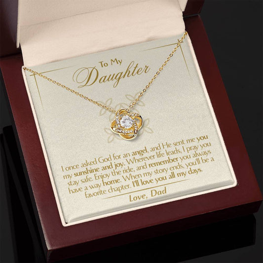 To My Daughter - Love Dad - Beautiful Gift Set - Love Knot Necklace -DLK016