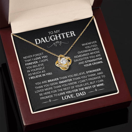 To My Daughter - Love Dad - Beautiful Gift Set - Love Knot Necklace -DLK008