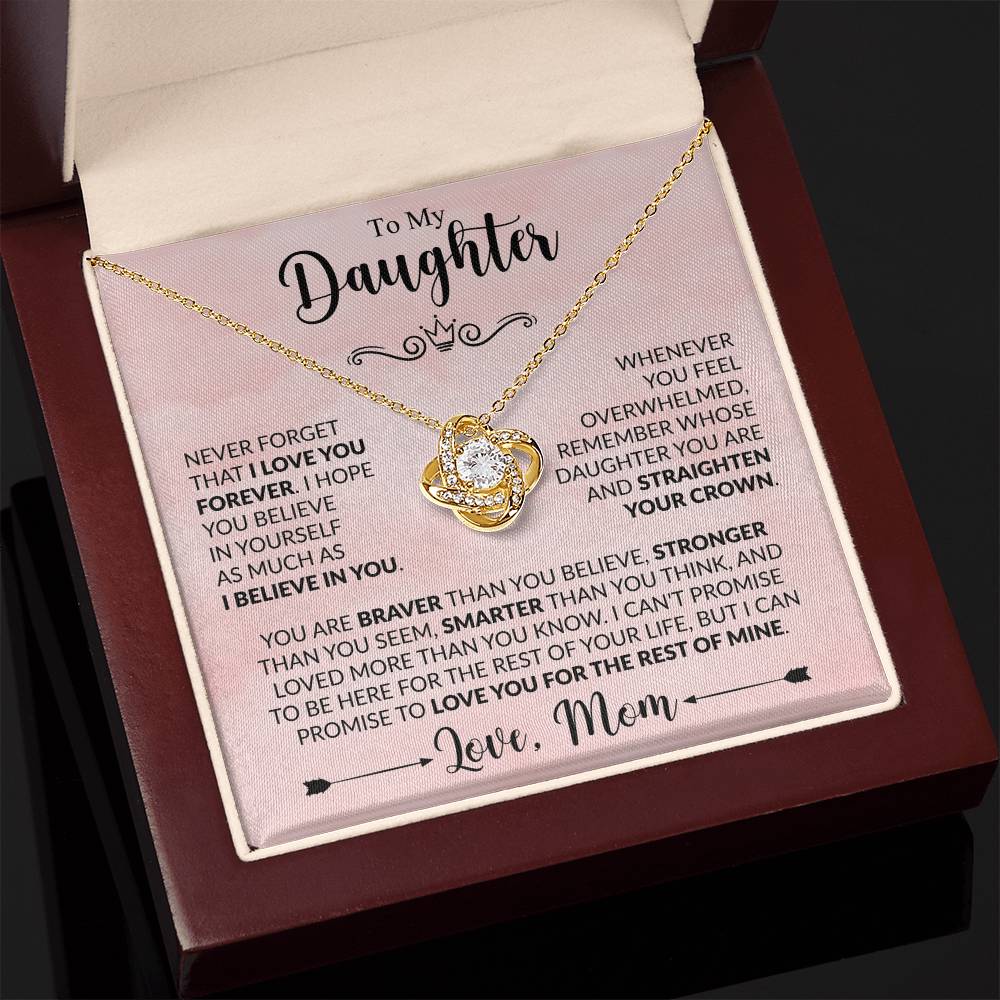 To My Daughter - Love Mom - Beautiful Gift Set - Love Knot Necklace -DLK022