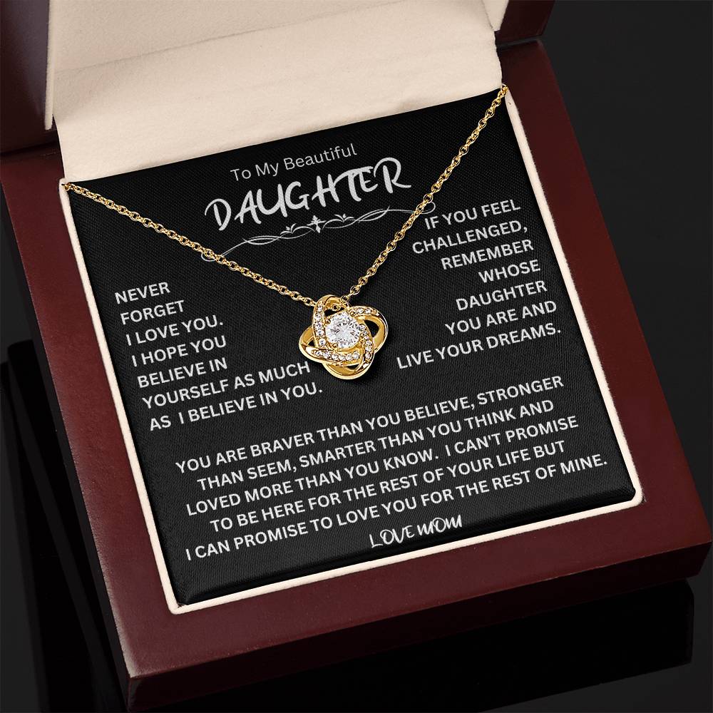 To My Daughter - Love Dad - Beautiful Gift Set - Love Knot Necklace -DLK014