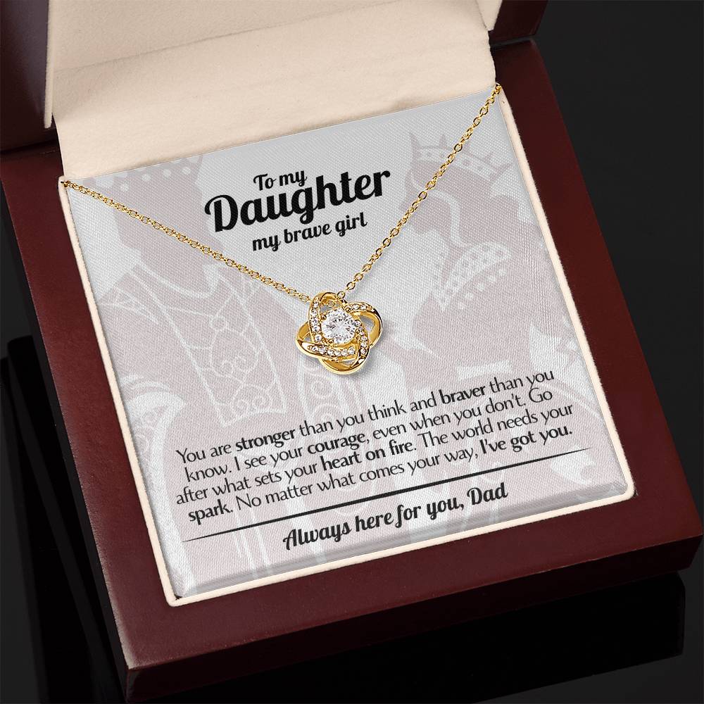 To My Daughter - Love Dad - Beautiful Gift Set - Love Knot Necklace -DLK017