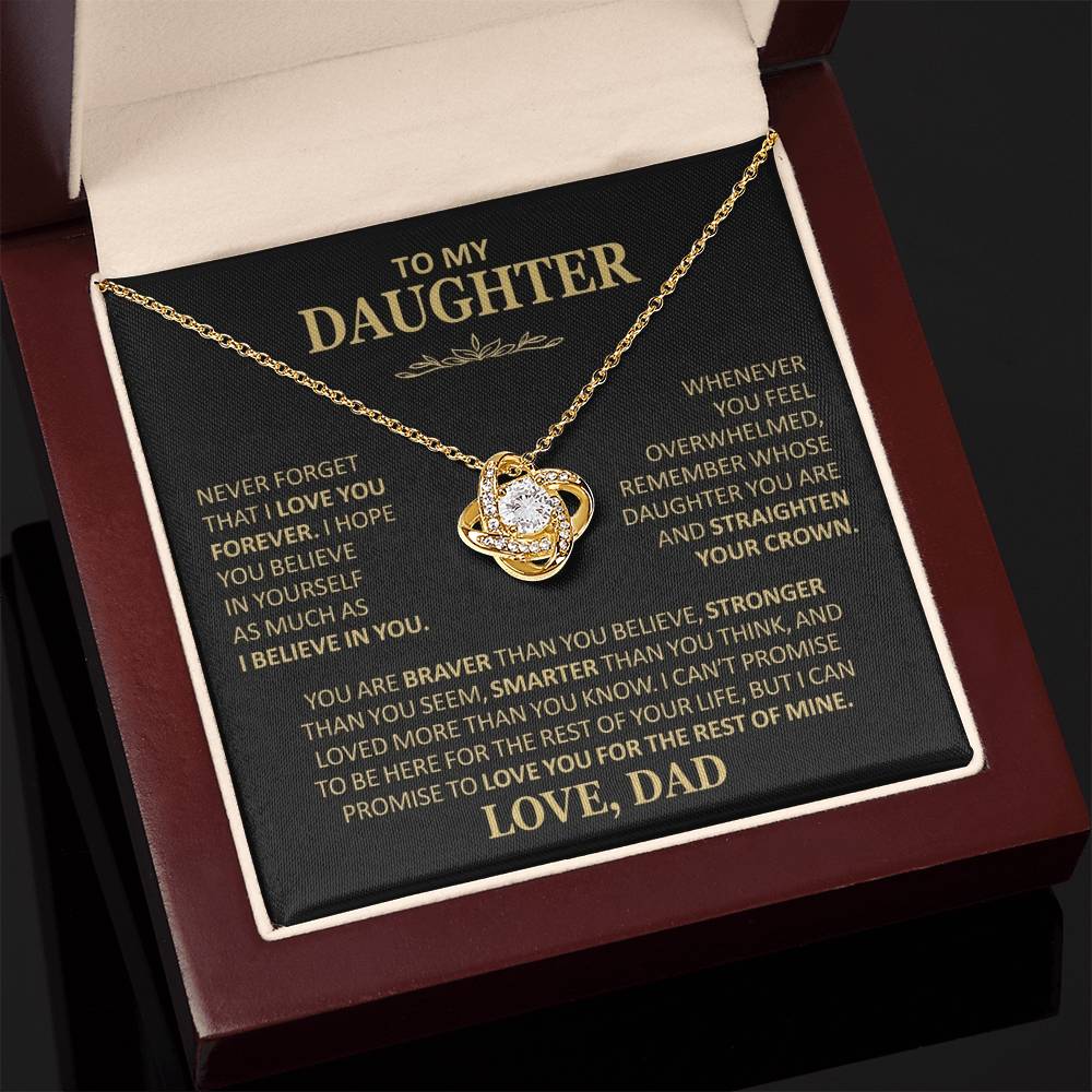 To My Daughter - Love Dad - Beautiful Gift Set - Love Knot Necklace -DLK020